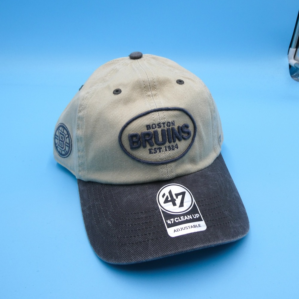 '47 Cap Mens OSFA Clean Up Boston Bruins Khaki Charcoal Grey Cotton Hat